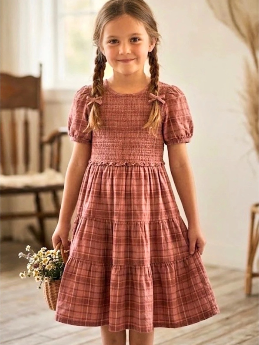 Free Assembly Girls Plaid Dress in Pink Size 10
